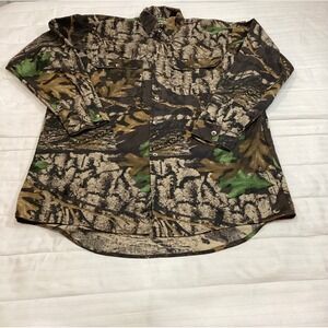 Vintage Reed Trebark Bigwoods Camo Hunting Shirt Mens Made in USA Cotton Medium